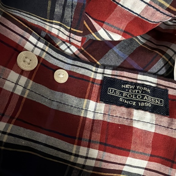 US Polo Assn NWT Men's 5XLT Plaid Long Sleeve Button Up Shirt - Picture 10 of 10